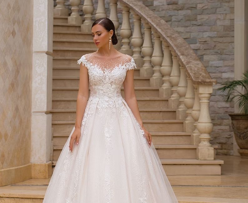 illusion lace wedding gowns
