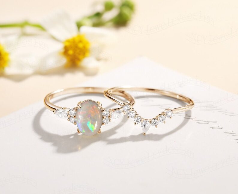 Rose Gold Opal Rings