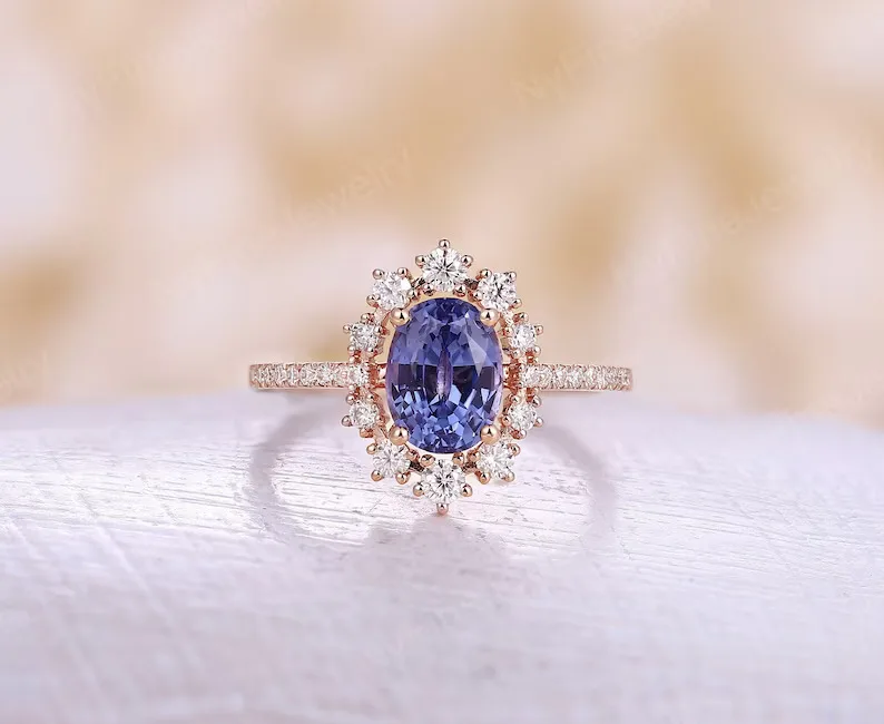 Sapphire Halo Engagement Ring