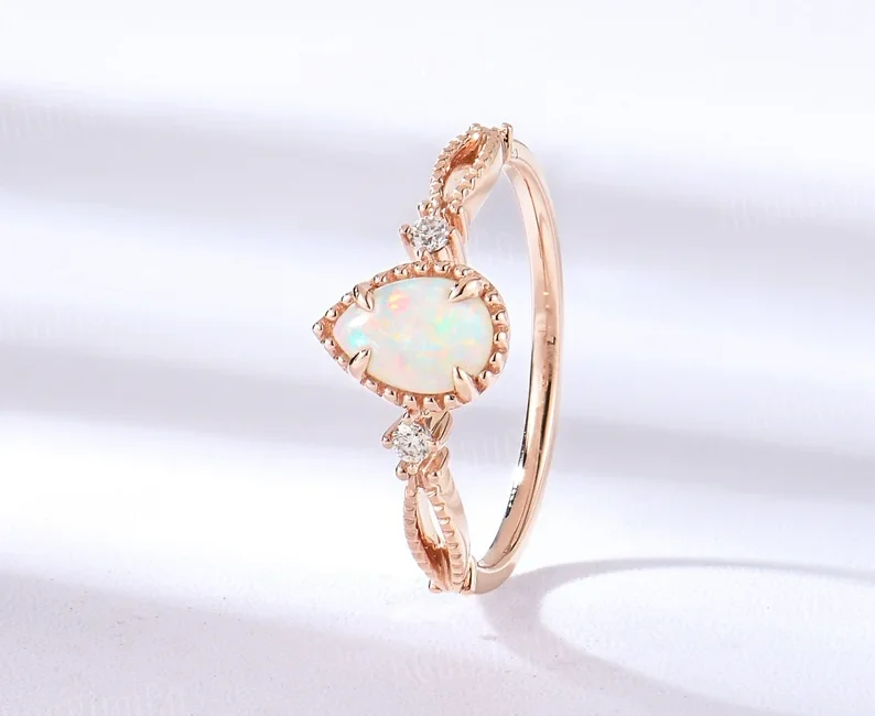 Rose Gold Opal Rings