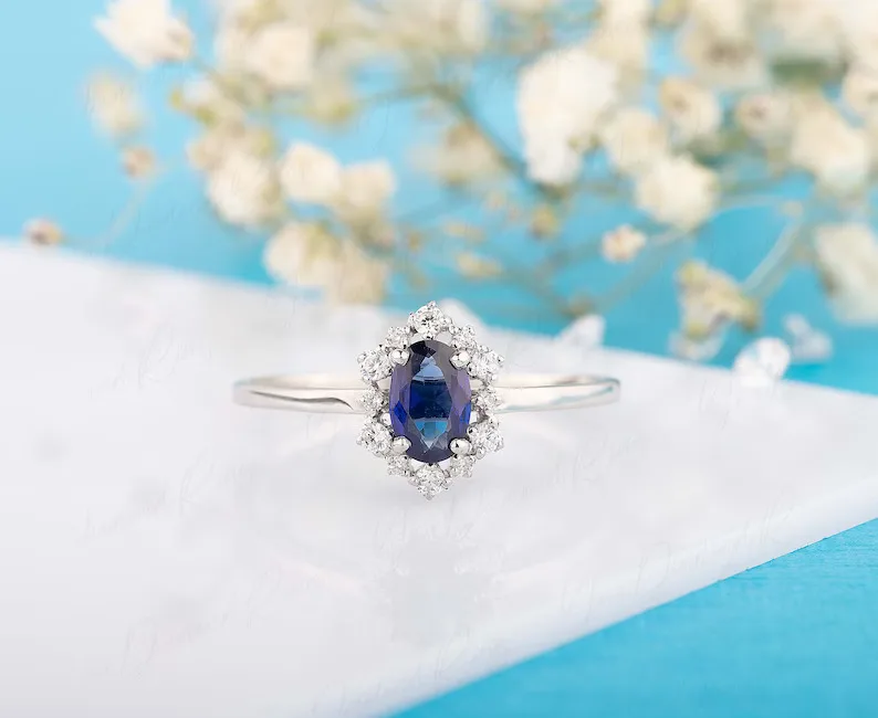 Sapphire Halo Engagement Ring