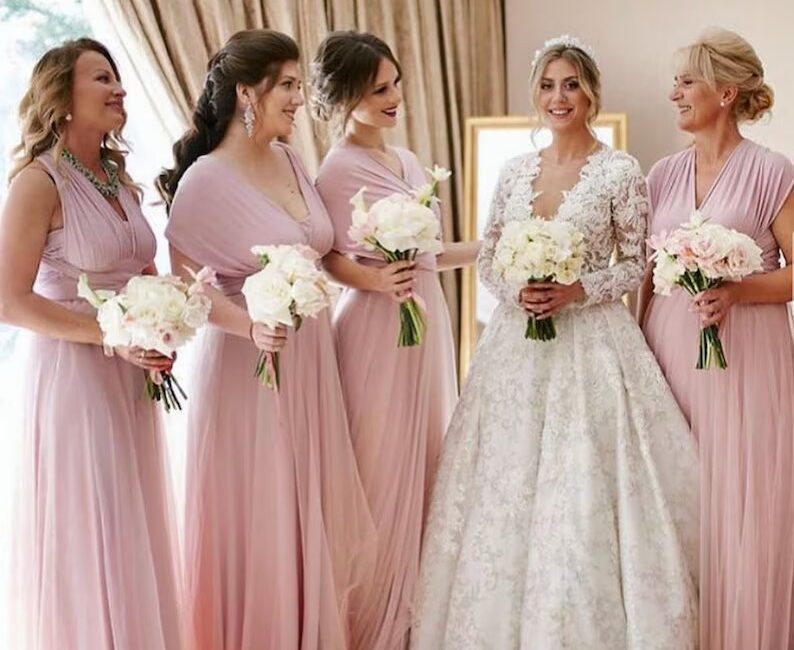 blush bridesmaid dress,