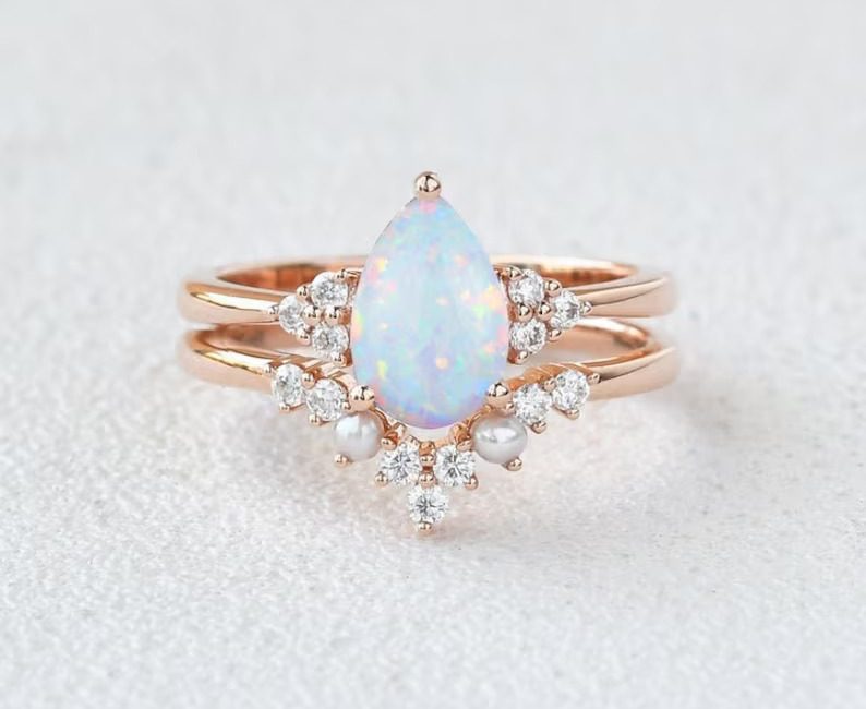 Rose Gold Opal Rings