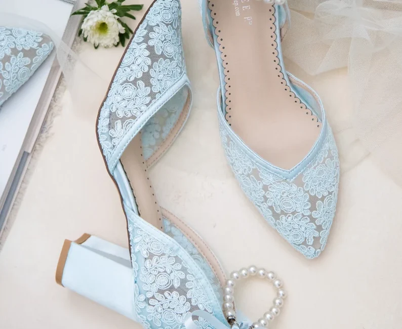lace light blue shoes
