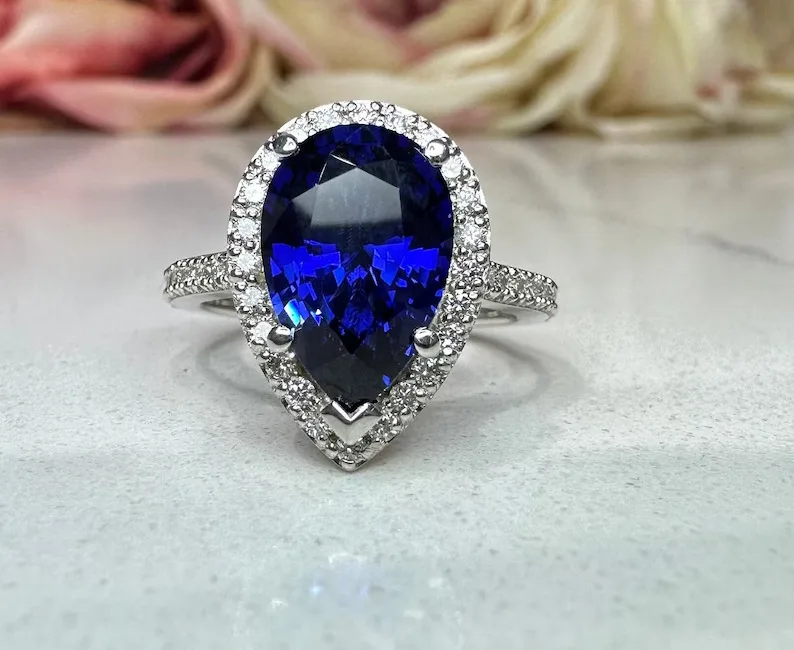 sapphire halo engagement ring