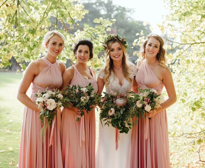 Blush bridesmaid dresses, bridesmaid gowns