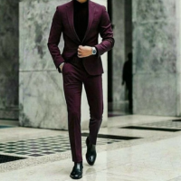 Burgundy Groom Suits