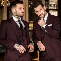 Burgundy Groom Suits