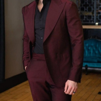 Burgundy Groom Suits