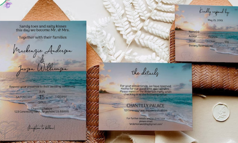 beach wedding invitations