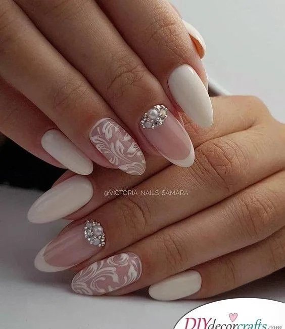 white wedding nail designs