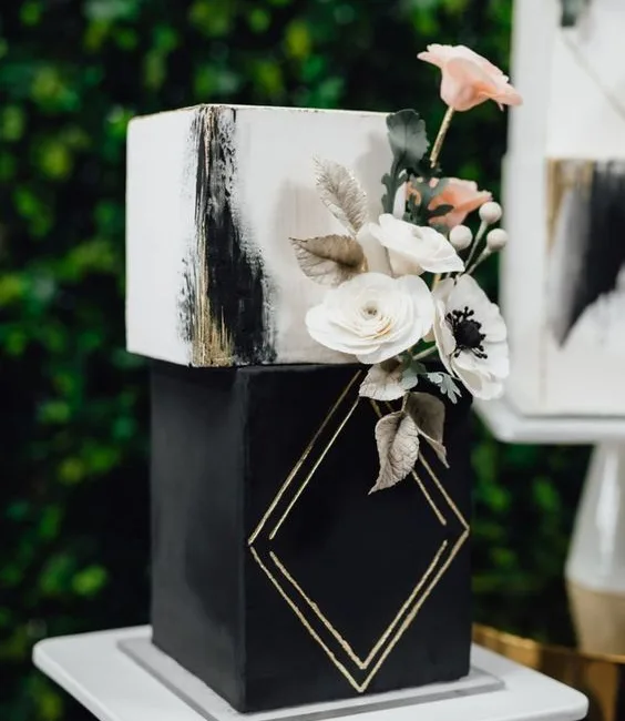 black and white wedding cakes