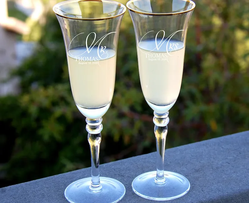 Personalized Wedding Champagne Flutes