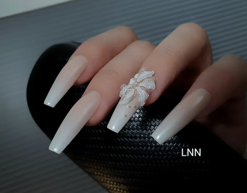 white wedding nail designs