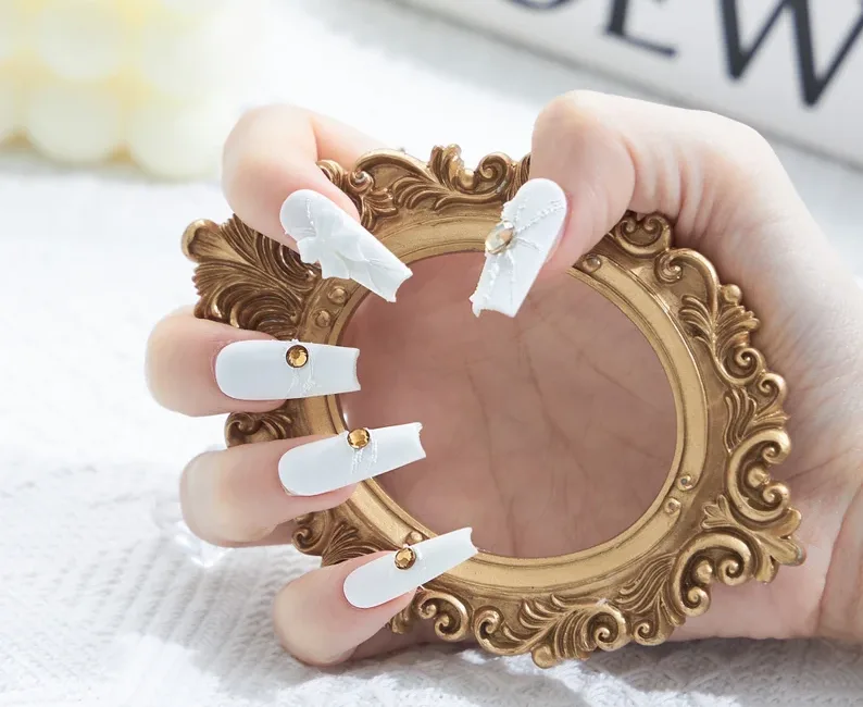 White Wedding Nail Designs To Perfect Your Bridal Look