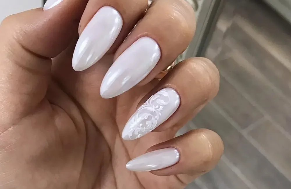 white wedding nail designs