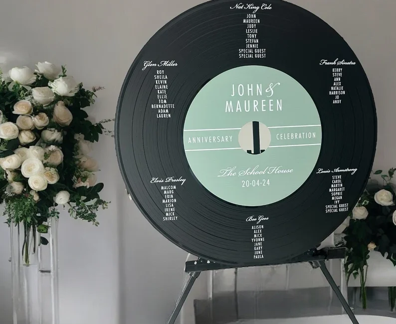 a vinyl record wedding guest book