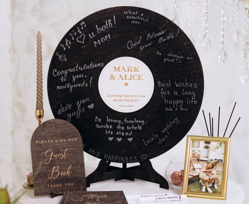 wedding guest book vinyl record