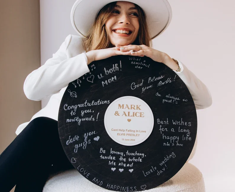 wedding guest book vinyl record